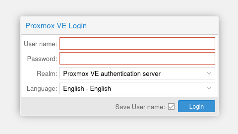Proxmox login prompt